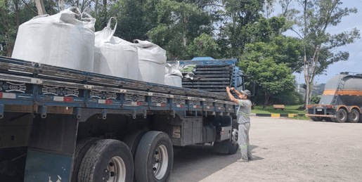Truck loaded with materials